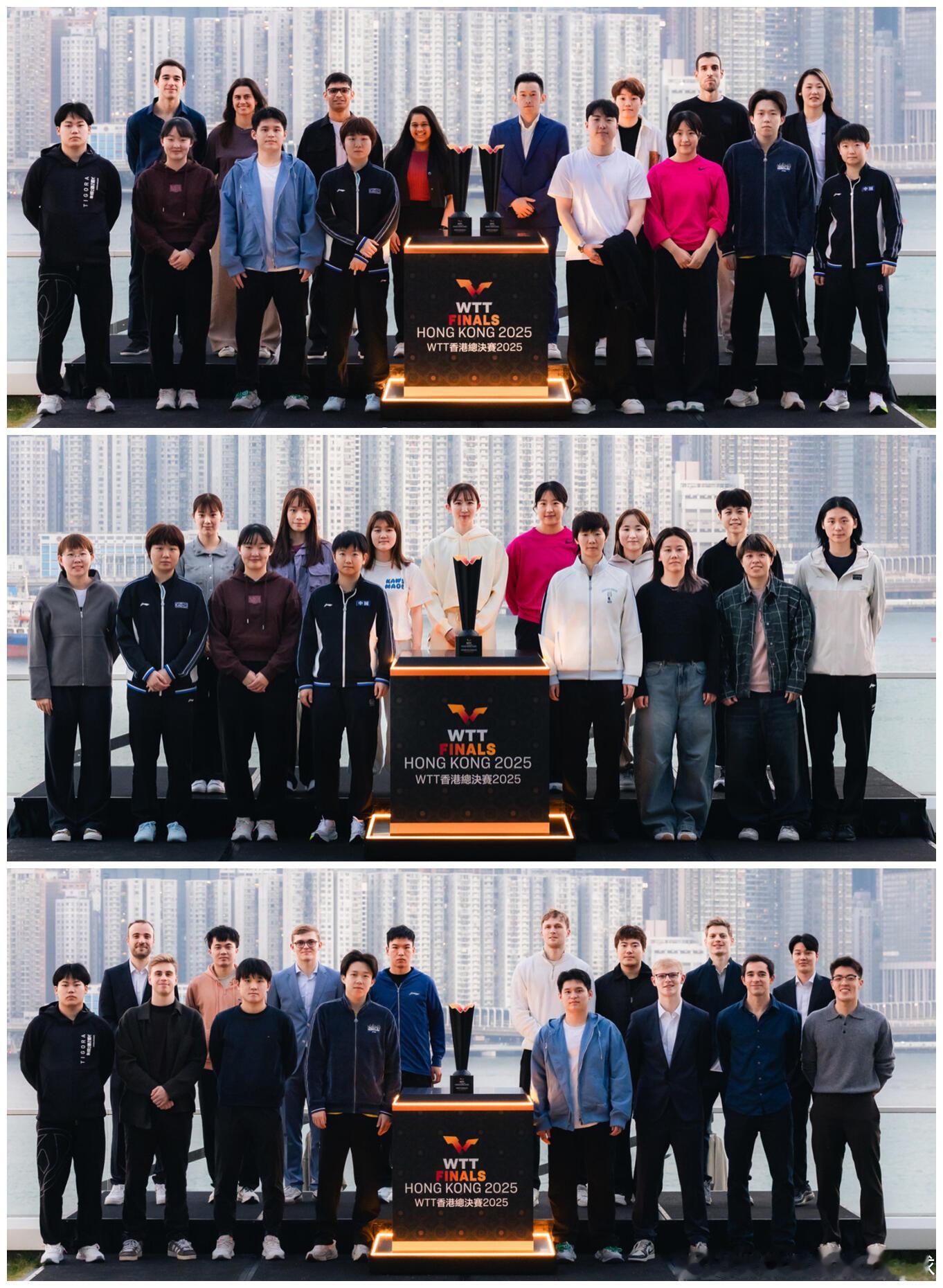 WTT香港总决赛球员合照莎莎楚钦比赛加油棒棒棒！