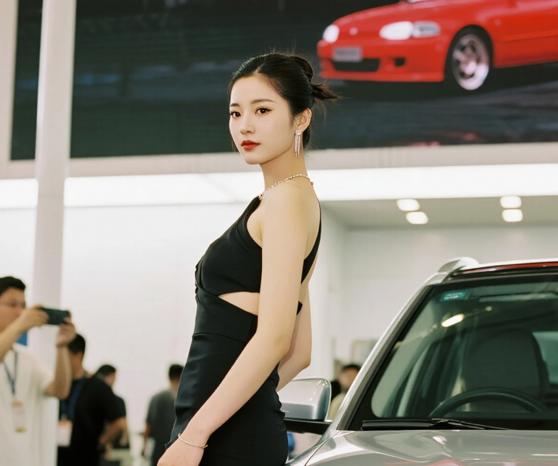 车展焦点：车模与豪华座驾的默契