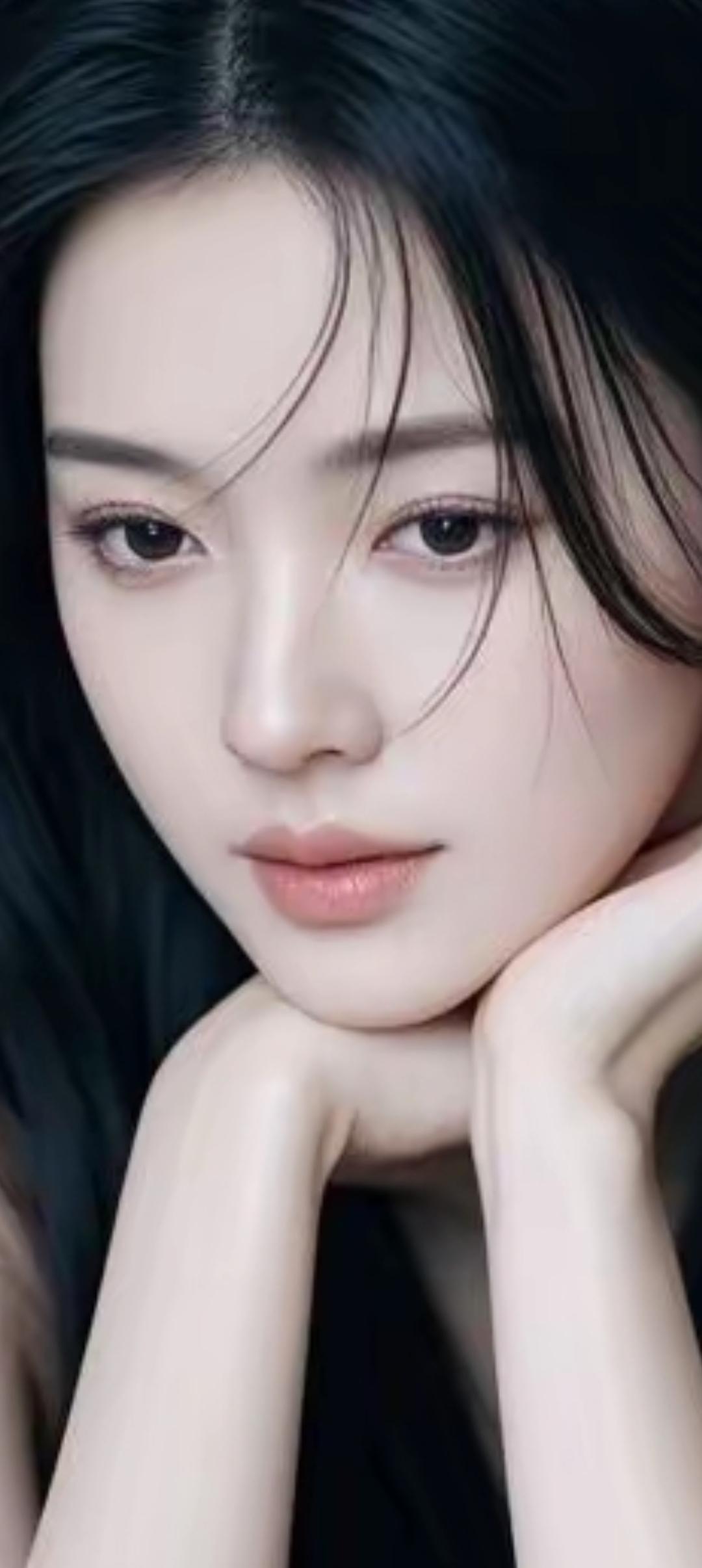 温柔甜美的少女，黑发如瀑，眼神清澈动人。