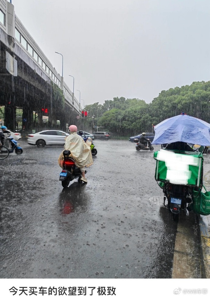 买车的欲望已经到了极致如果说因为下雨或者恶劣天气，感觉骑电瓶车上下班很悲催的。