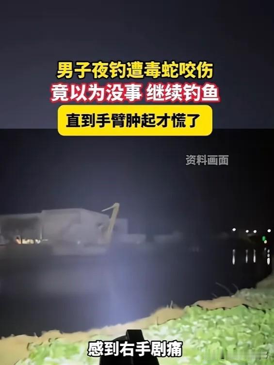 “心也太大了！”6月14日报道，浙江宁波，一男子夜钓时，感觉右手剧痛，低头一看，