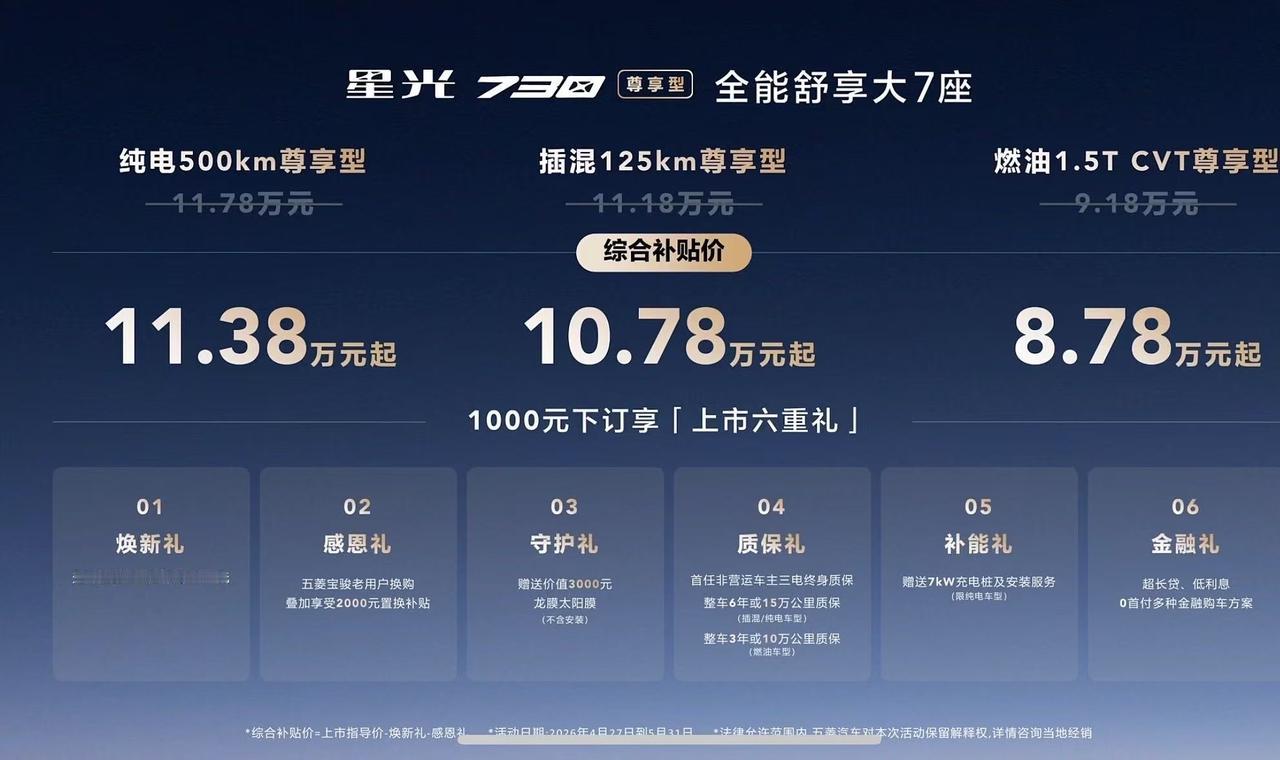 4月27日，对于关注家用MPV市场的朋友来说是个大日子，因为星光730尊享型正式