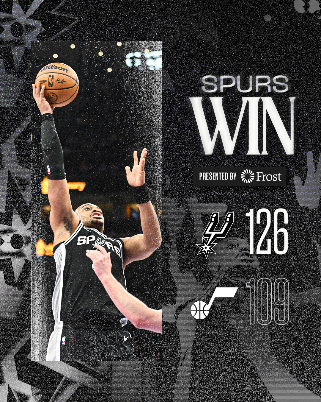 全场比赛结束！马刺客场126-109击败爵士🎉马刺（31-14）：福克斯31分