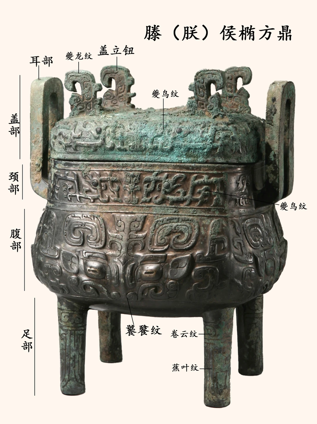 西周早期饕餮纹椭方鼎，滕州博物馆藏品。