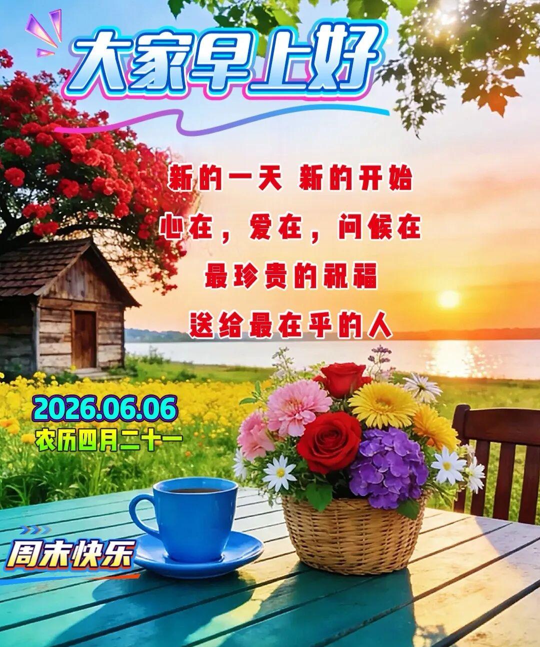 ✨⛅亲们周末早安愉快✨｜清风携晨露漫过窗前枝桠，浅夏柔光洒落人间烟火，愿大家周末