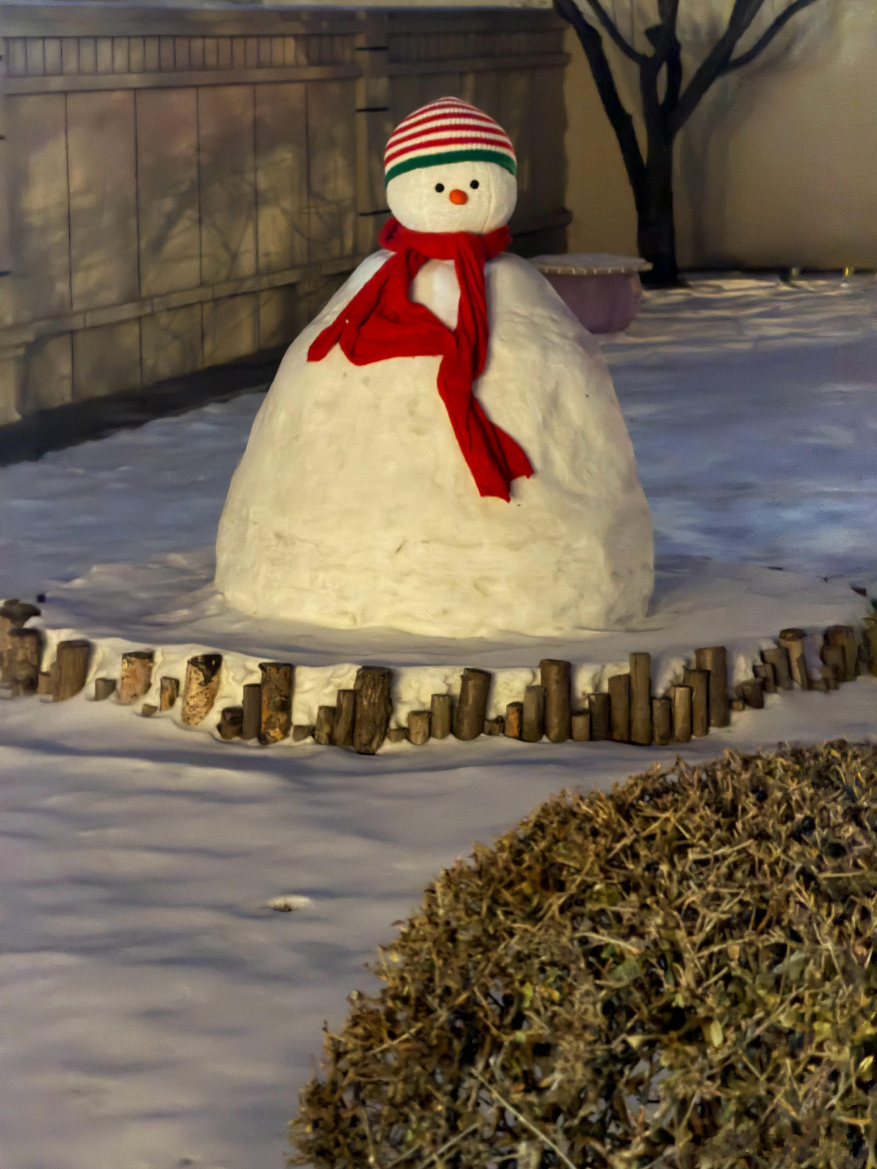 笑掉头，一进院就看到门口有个雪人。我还想着哈尔滨最近都没下雪，咋堆上的雪人。结果