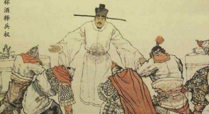 赵匡胤杯酒释兵权，大将石守信痛哭：“陛下让臣等如何自处？”赵匡胤指着富贵豪宅图：