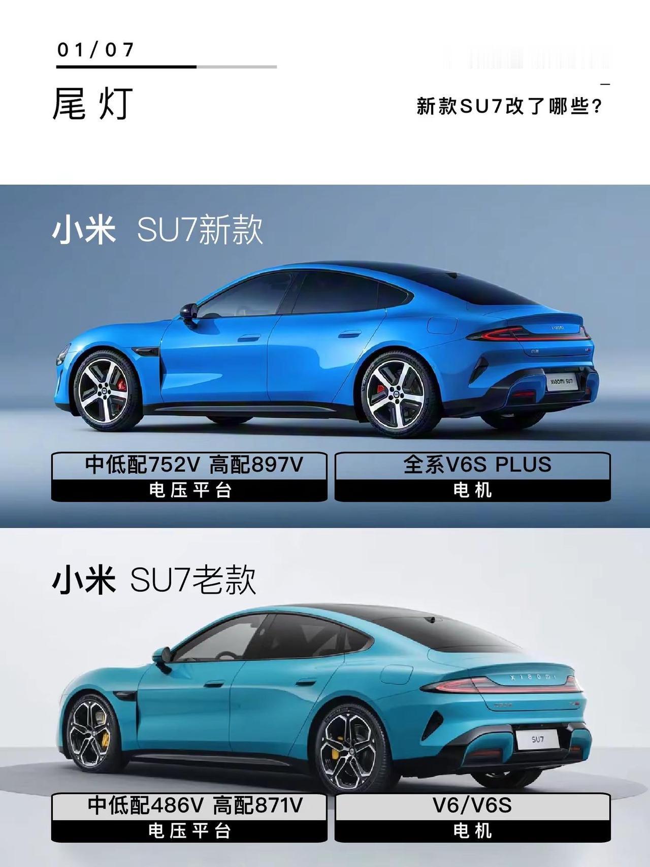 新款SU7改了啥？一图看懂。小米SU7完成改款，预售22.99万起，激光雷达全系