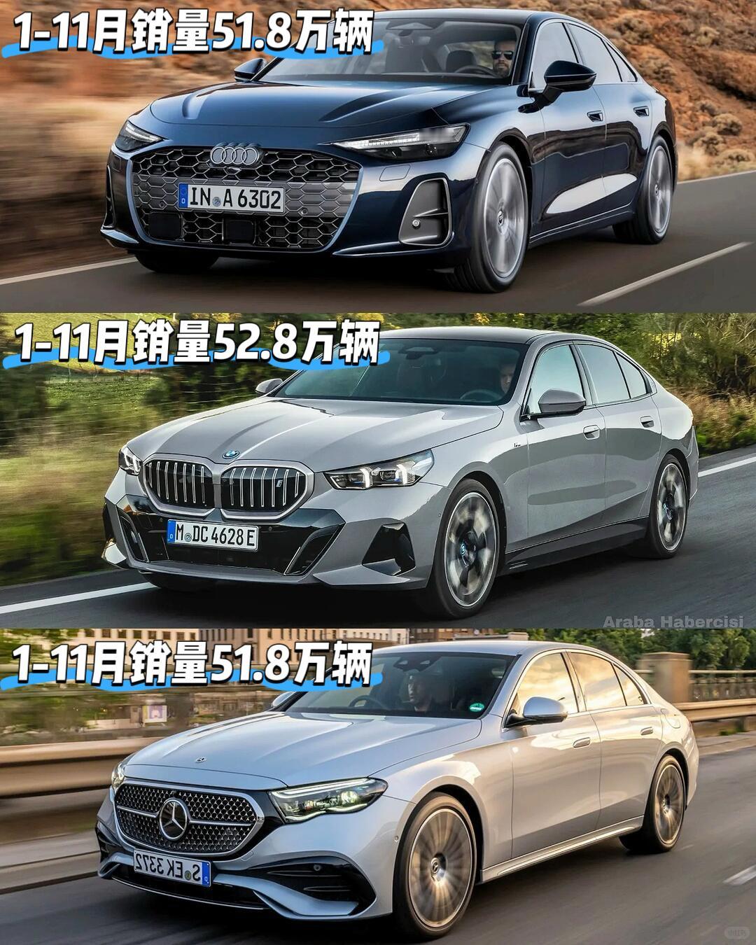 BBA哥仨这是商量好了吧2025年1-11月在中国市场的销量竟然如此接近的同