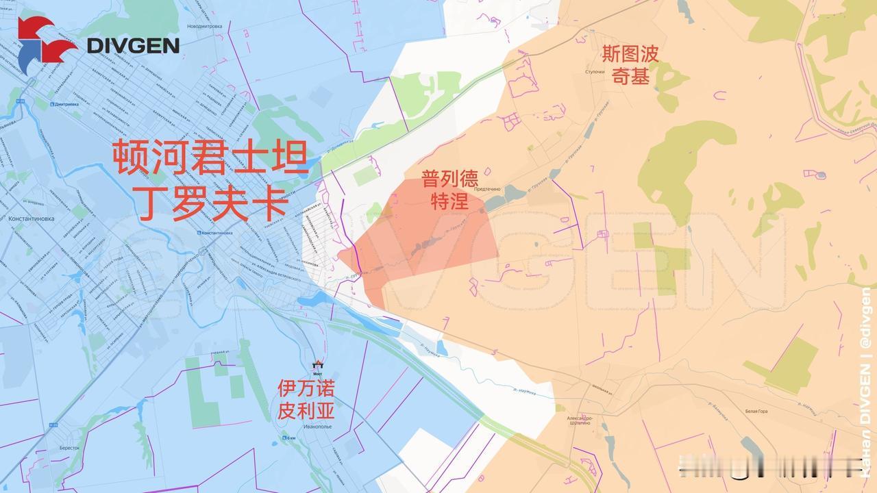 10月17日箭头社更新俄乌战报：图一：俄军进入了顿河君士坦丁罗夫卡市东郊圣图
