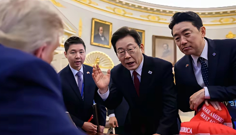 李在明愧对大家的期待。李在明的未来，一张在照片就已经看清了！李在明访美后，留下了