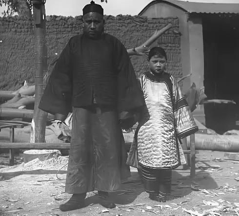 刷到清朝老照片，这可不是父女，这是一个男人和他的媳妇。有钱人家娶小媳妇。不过这也