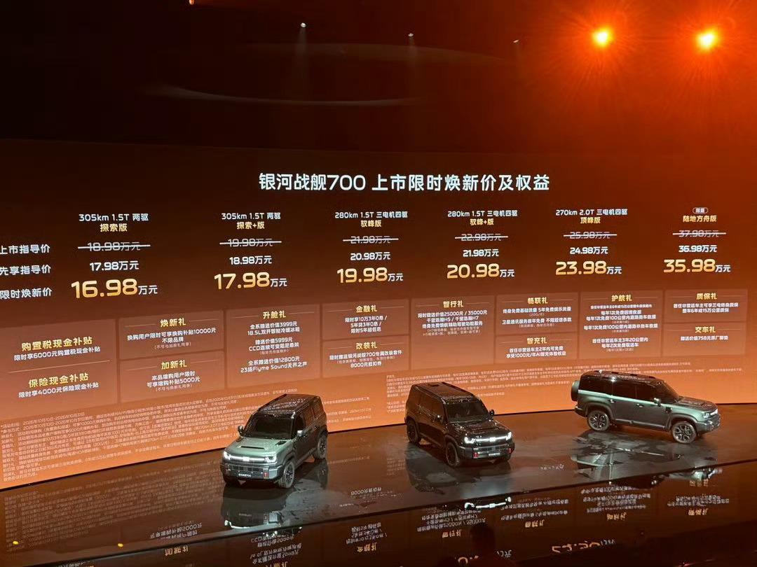 吉利银河战舰700，售价16.98万起，比预售价低了3万！很顶的一台车！不吹大牛，吹个小牛：这是20