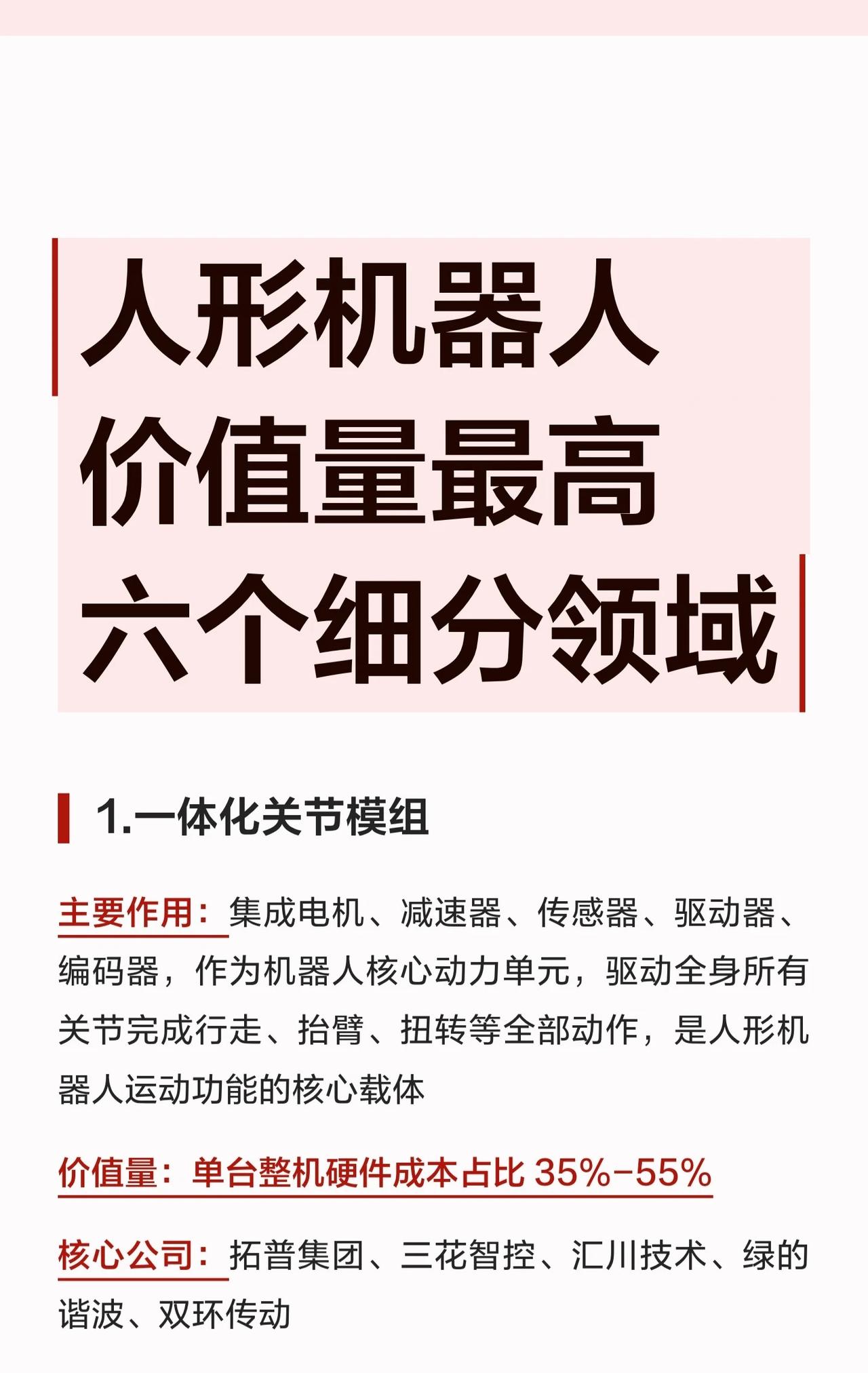 🔥人形机器人价值量最高的6大核心赛道！搞懂这6个，你就抓住了未来10年的科技红