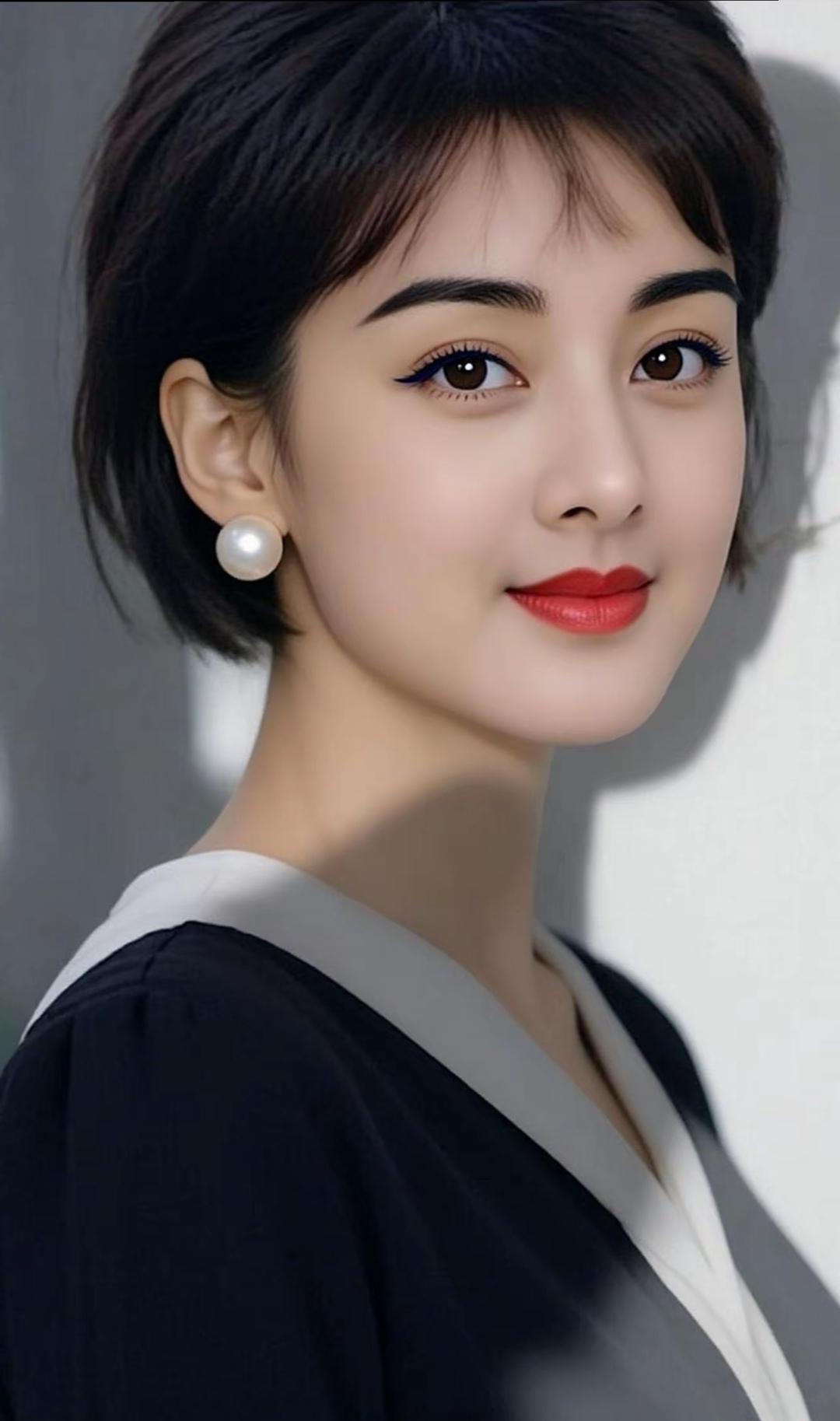 优雅黑裙搭配珍珠耳环，尽显女性魅力！高雅气质美女美女人像群