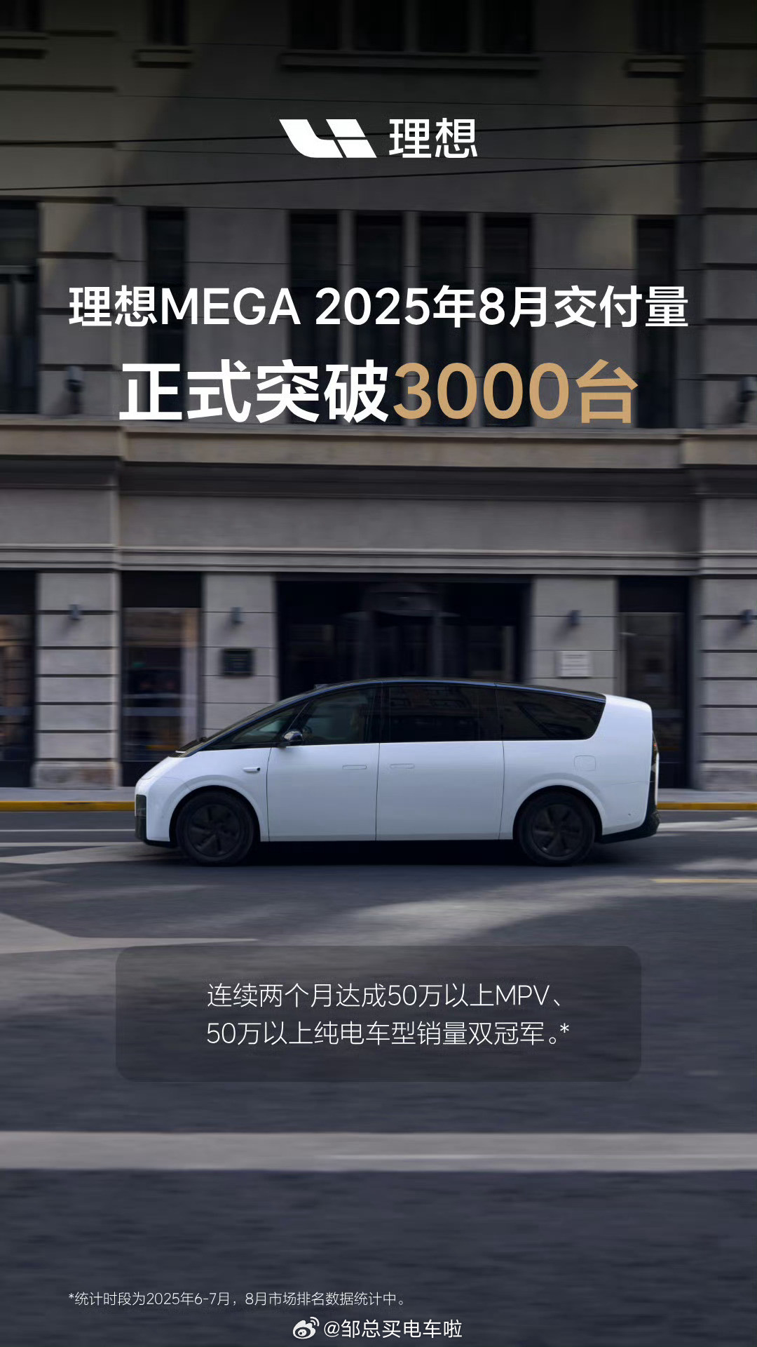 首先恭喜理想MEGA月销正式突破3000台。目前看来50万以上纯电车型销量冠军也