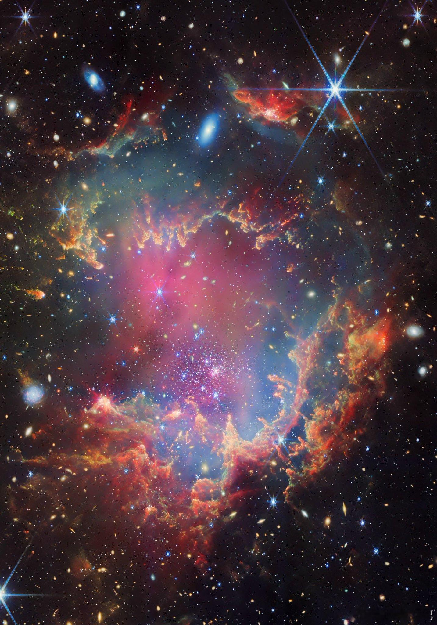 这就是詹姆斯·韦伯太空望远镜首次真正观测到NGC602的方式——这是一个位于小