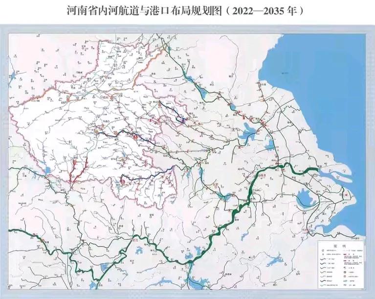 江苏省航道与港口布局是星罗、棋布纵横交错。河南省航道与港口布局是三横一竖，有必