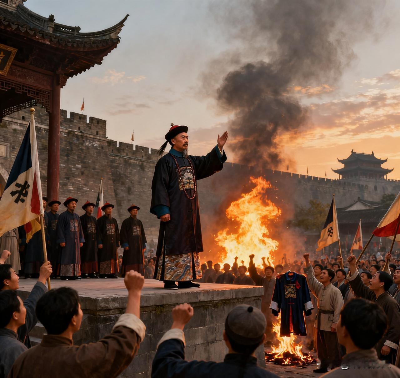 1911年11月3日，江苏巡抚程德全深感清王朝已无可救药，为了避免战争，他剪去发