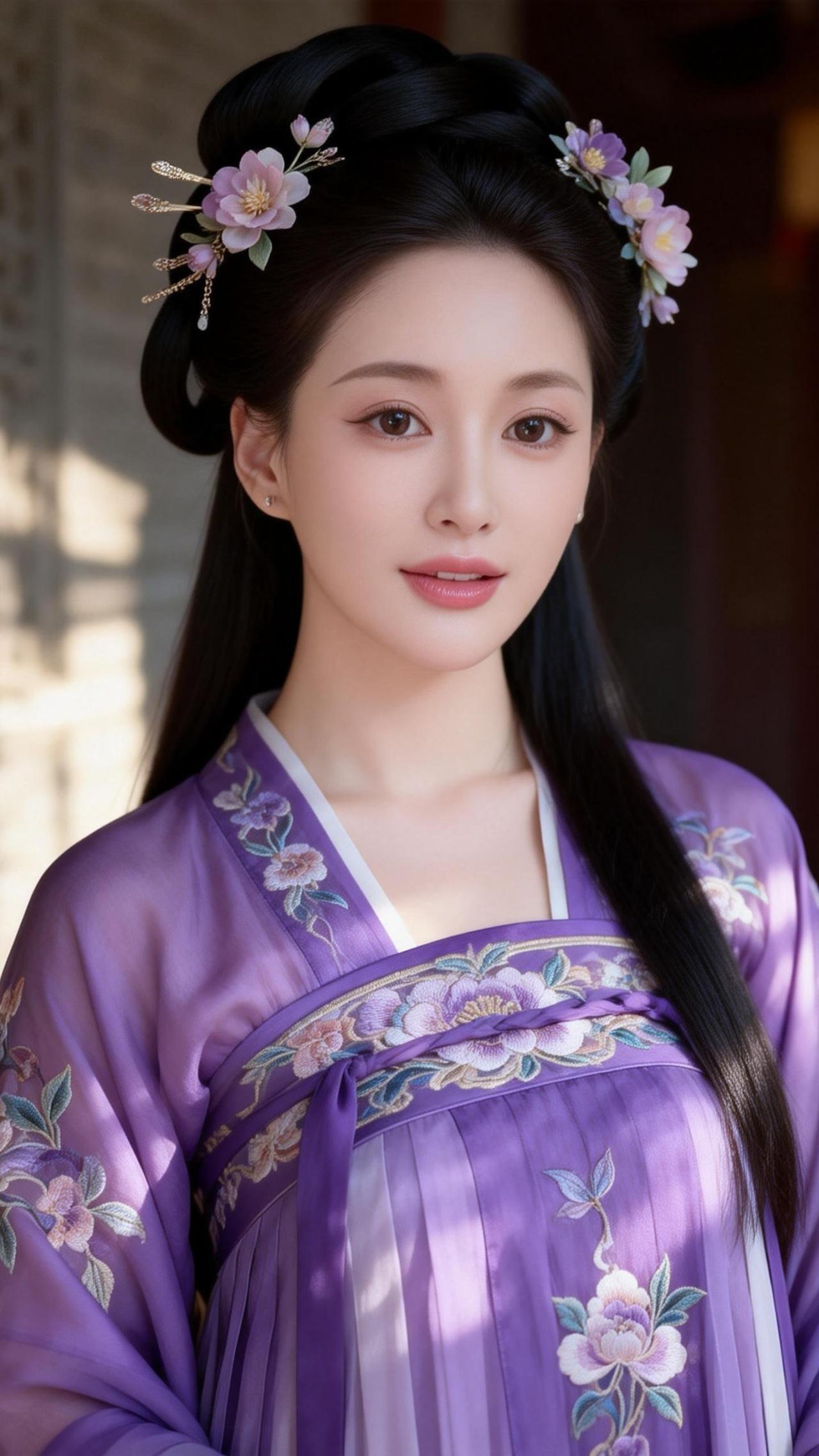 紫色系古装美女，挺不错的