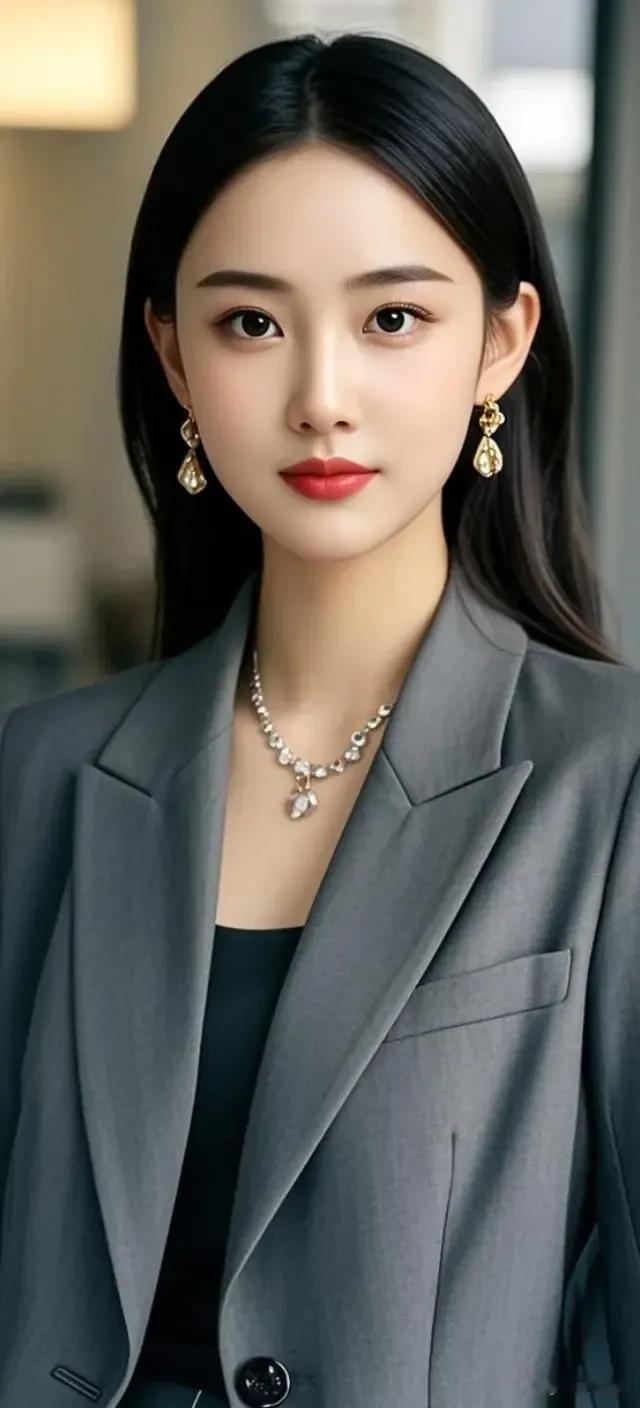 深灰西装搭黑内搭，柔调办公区背景揉出干练又精致的职场氛围感⚫️⚪️灰色西装套装