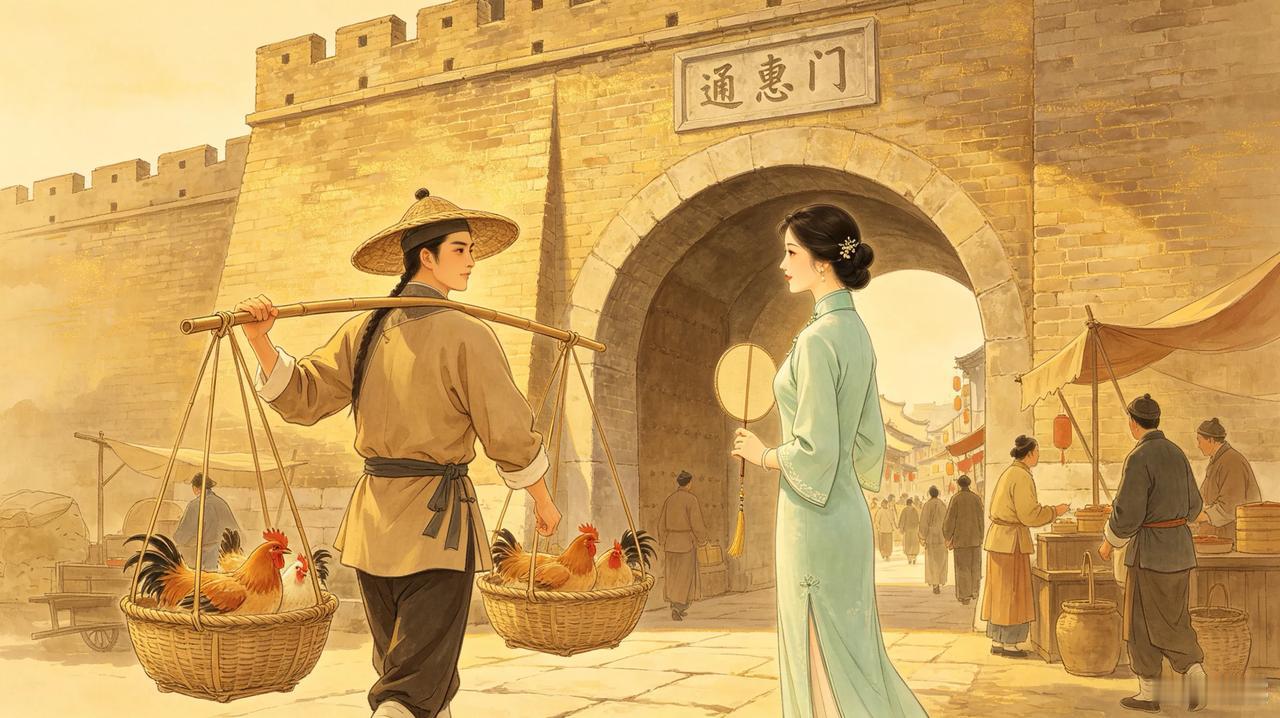 清朝时，固安乡民刘瑞靠卖鸡谋生，二十岁，长相十分俊秀。有一天，他带着十几只鸡进城