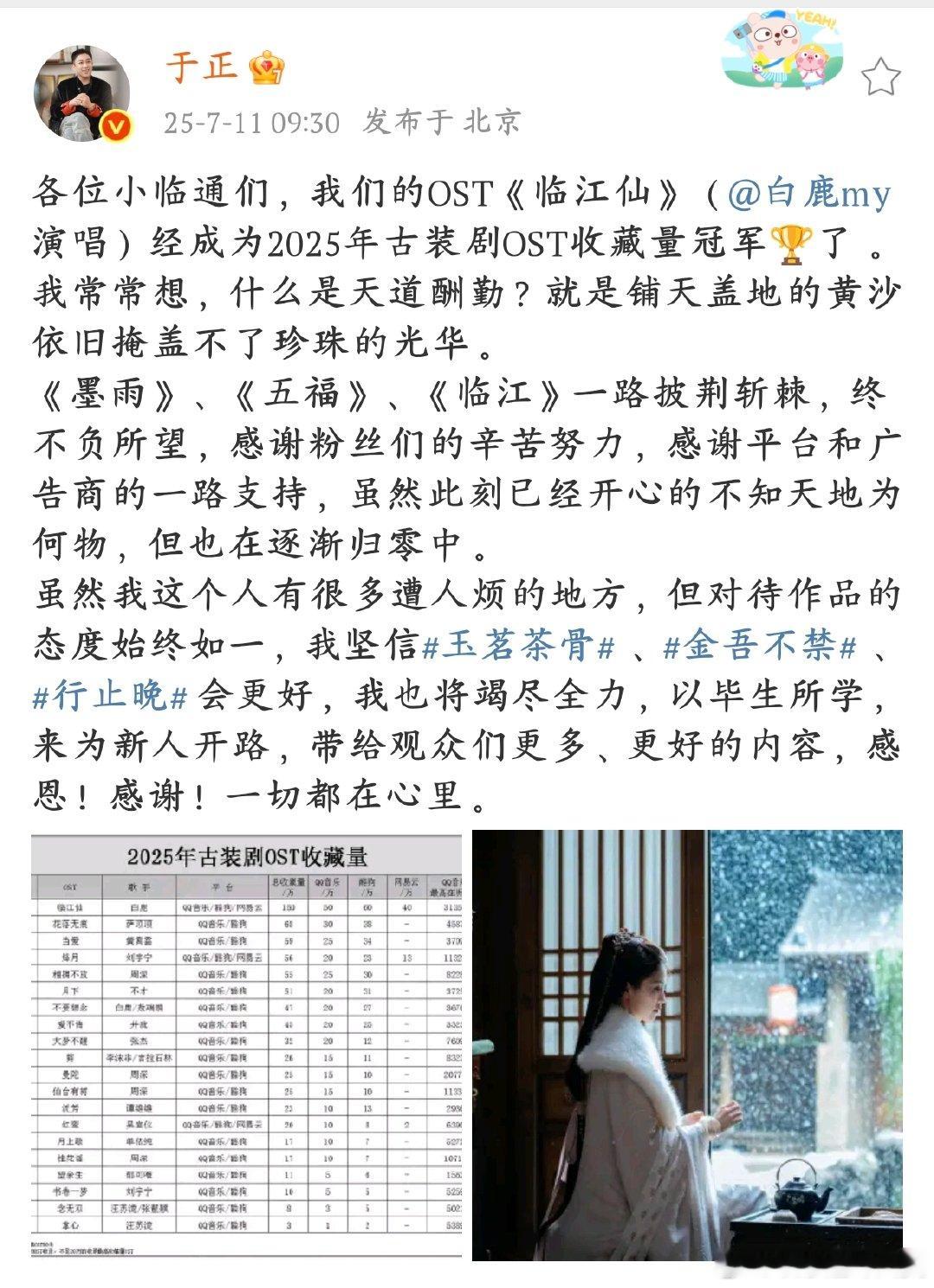 白鹿唱的临江仙总收藏量150万恭喜白鹿！《临江仙》总收藏量150万，成为2