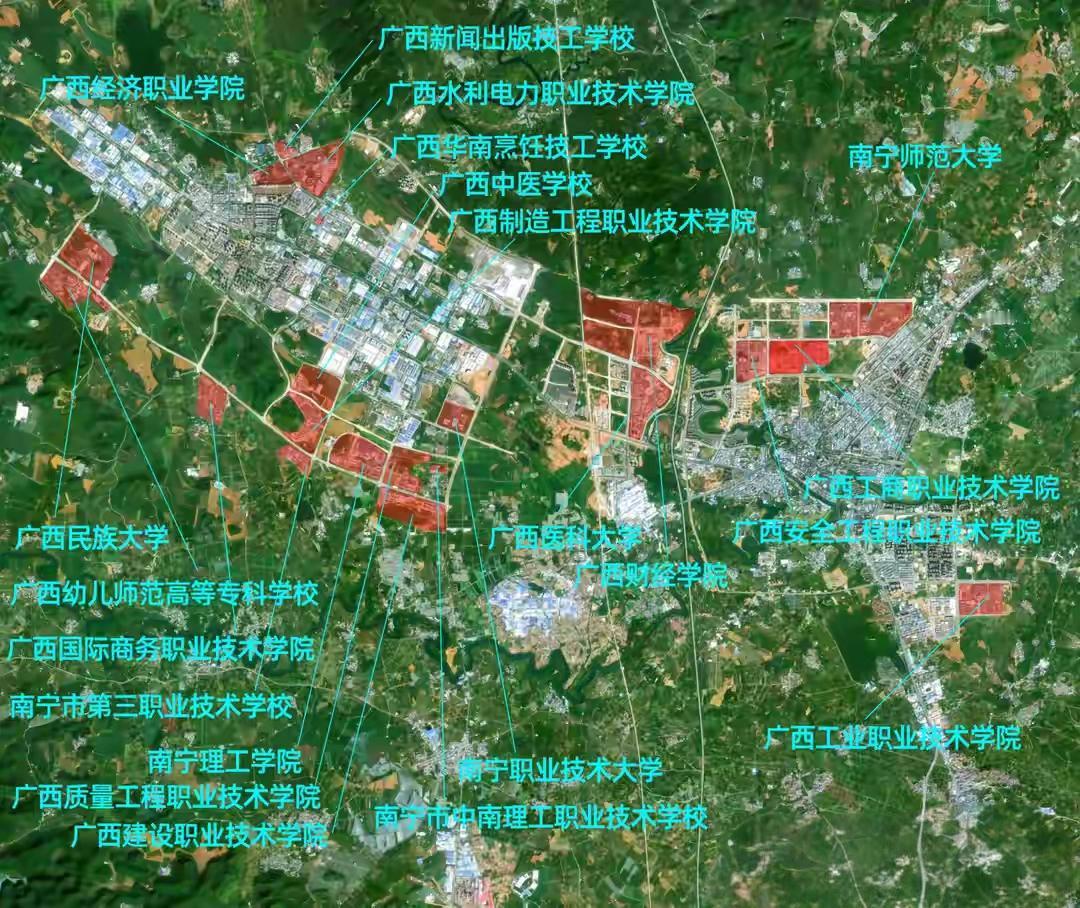 南宁武鸣大学城的学校是真多啊，目前已经建成十几所大学，在校生接近20万人，但是交