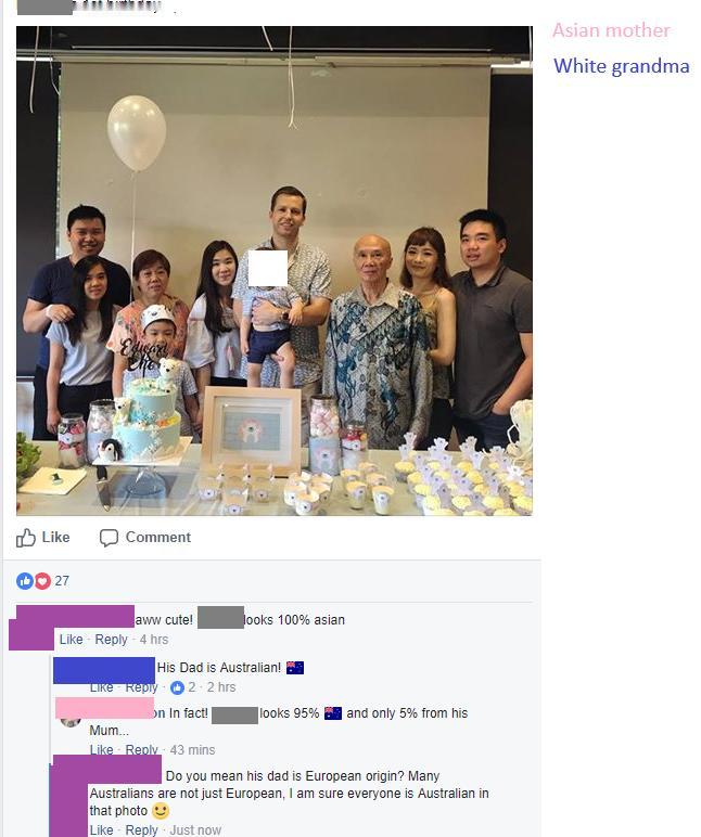 网友调侃一对亚裔妈妈+白人爸爸的混血家庭，说他们的孩子看上去完全是亚洲长相。