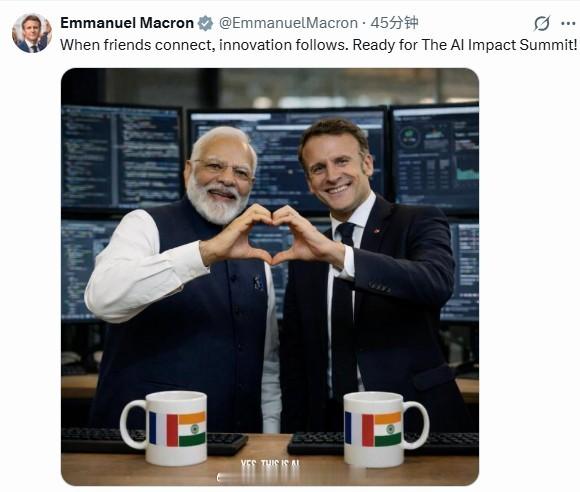 海外新鲜事在印度访问的法国总统马克龙刚刚发推：朋友们一聚，创新就会发生。准备好