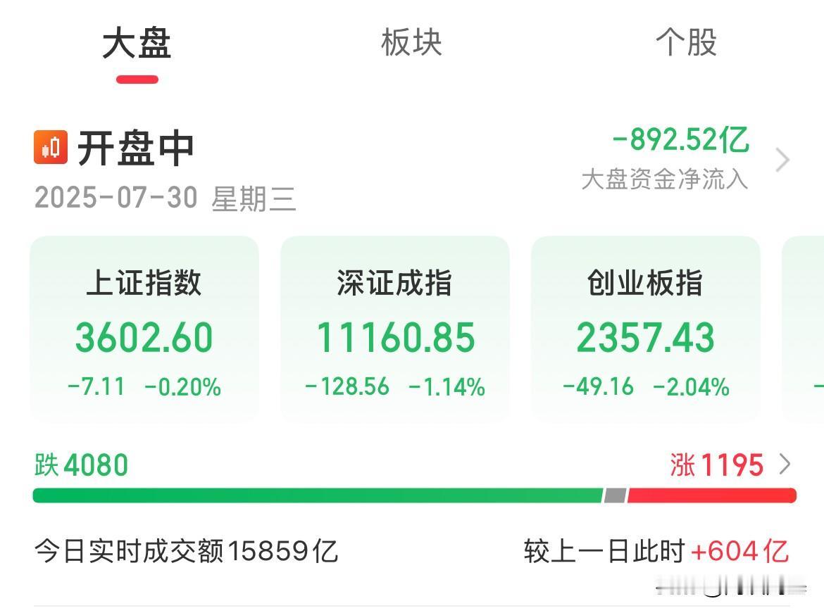 别慌，亏麻了，内资疯狂卖出890亿，A股午后指数全线跳水，创业板重挫2%，调整开