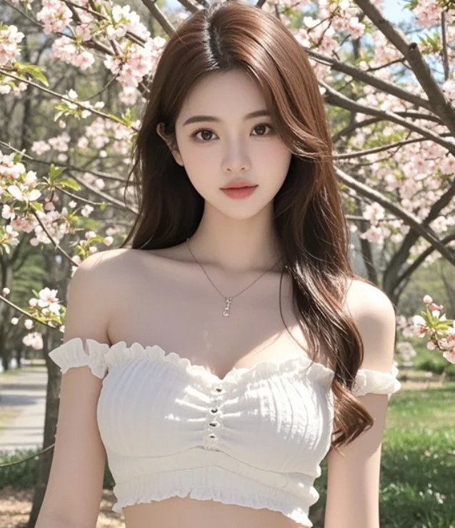 她在樱花树下低语，声音轻柔如春风拂面