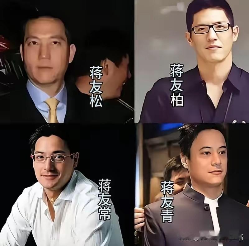 蒋介石共有四位曾孙,分别是蒋友松、蒋友柏、蒋友常和蒋友青,也就是松柏长青。全部远