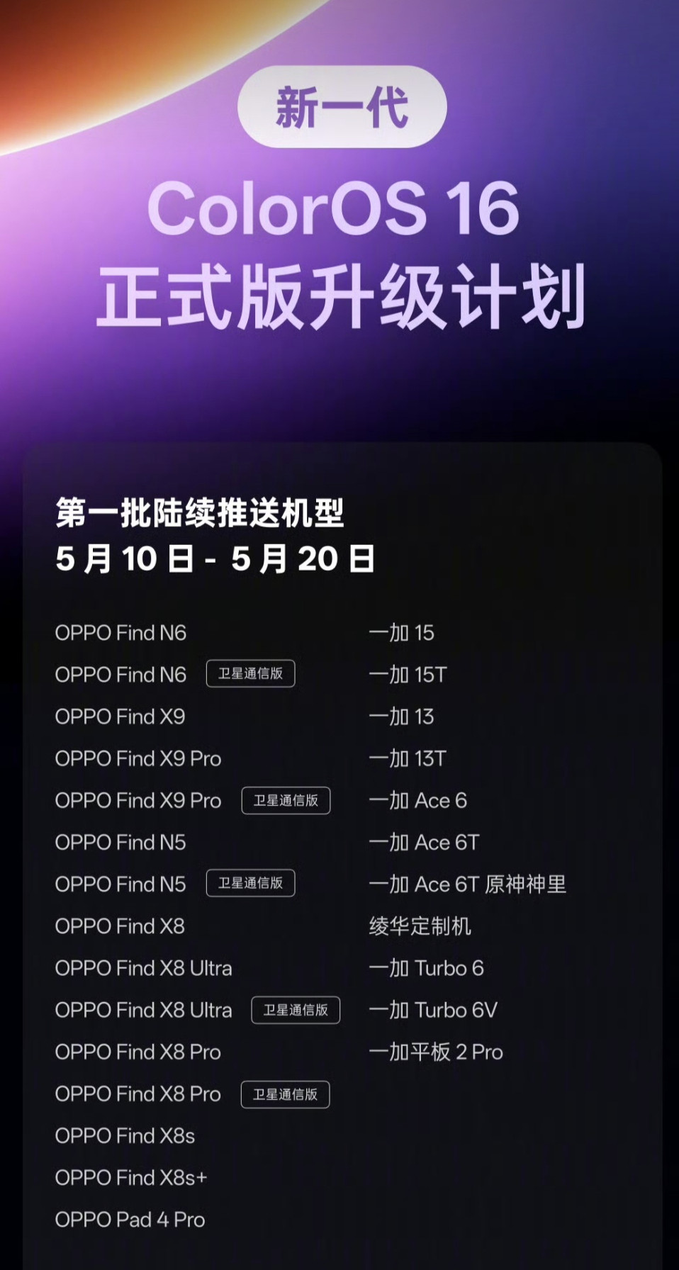 大伙心心念念的「金标」终于来了，OPPO新一代ColorOS16已经开始推送，