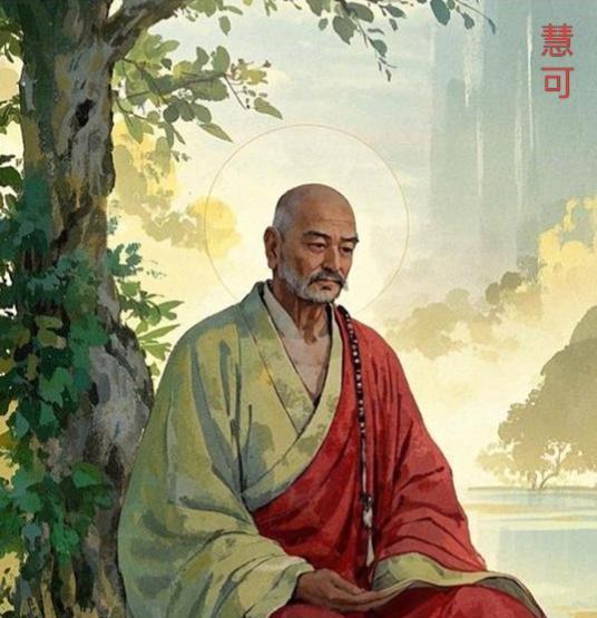 慧可在大约四十岁时，遇到天竺沙门菩提达摩（达摩祖师）在嵩洛（今河南嵩山-洛阳）游