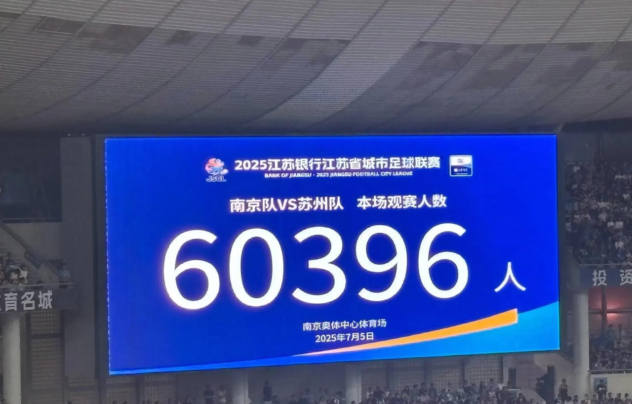 中国足球有救了，今晚南京与苏州的苏超比赛现场观众多达60396人！苏超真的是太