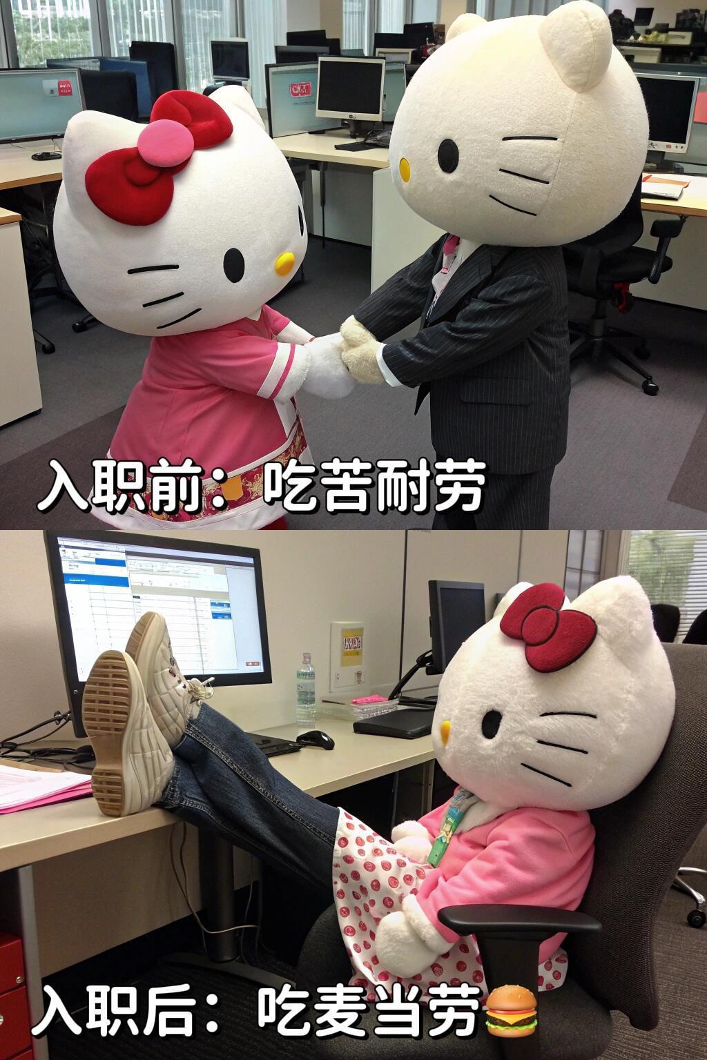 HelloKitty入职前后对比😝😝😝​​​