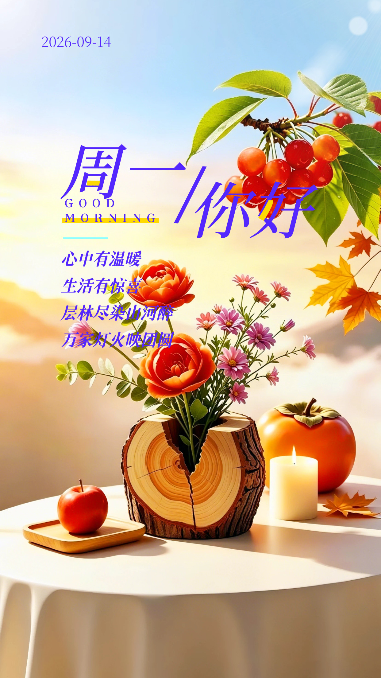 2026.9.14周一早安祝福图片海报壁纸拿图吱一声噢～