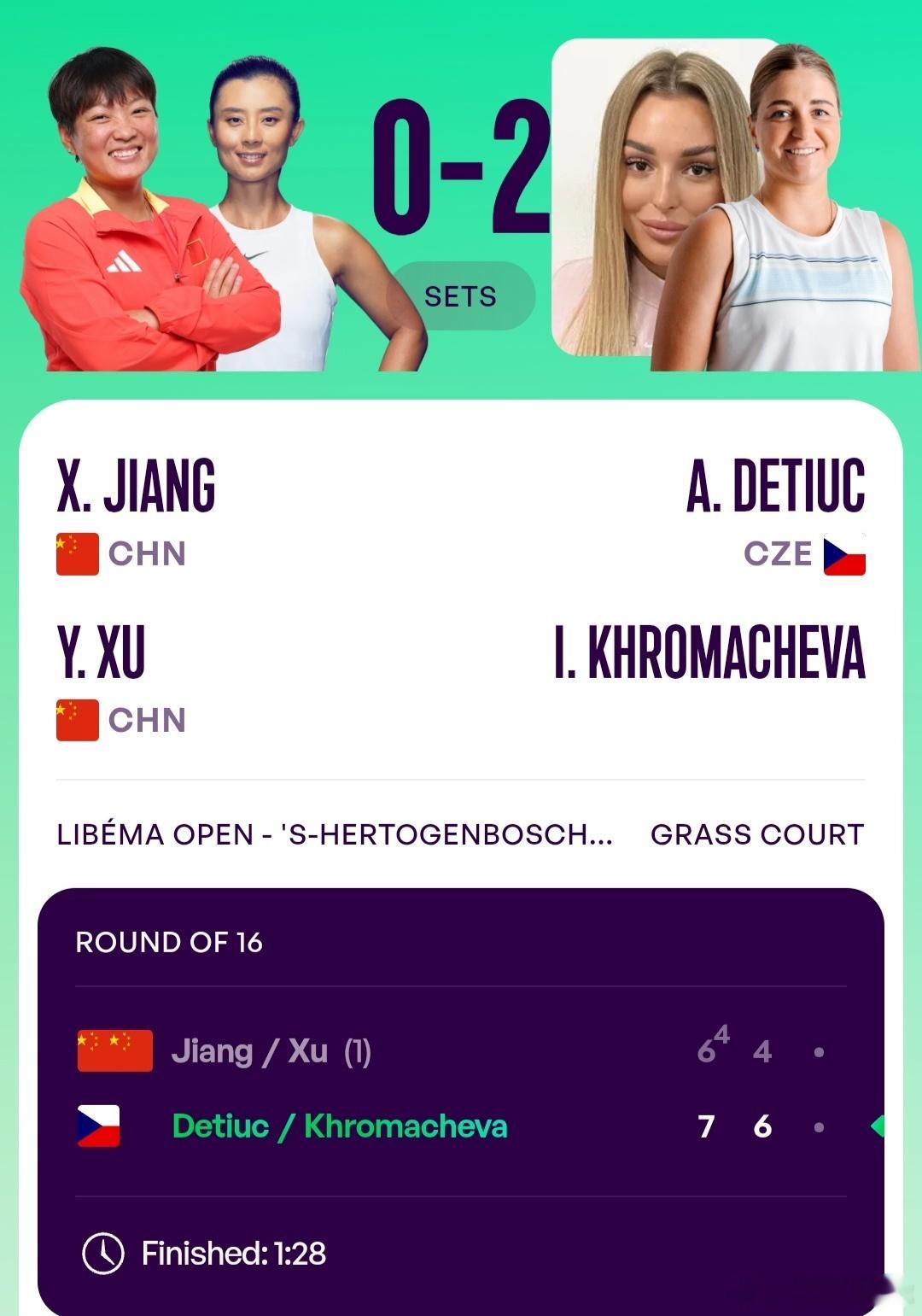 WTA250斯海尔托亨博斯站🇳🇱女双第1轮蒋欣玗🇨🇳/徐一璠🇨🇳6-
