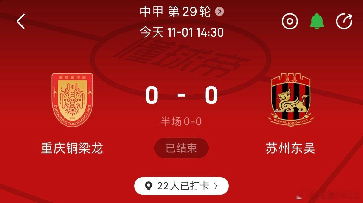 重庆铜梁龙主场战平苏州东吴，广州豹客场战胜青岛红狮，联赛还剩一轮的情况下，两队积