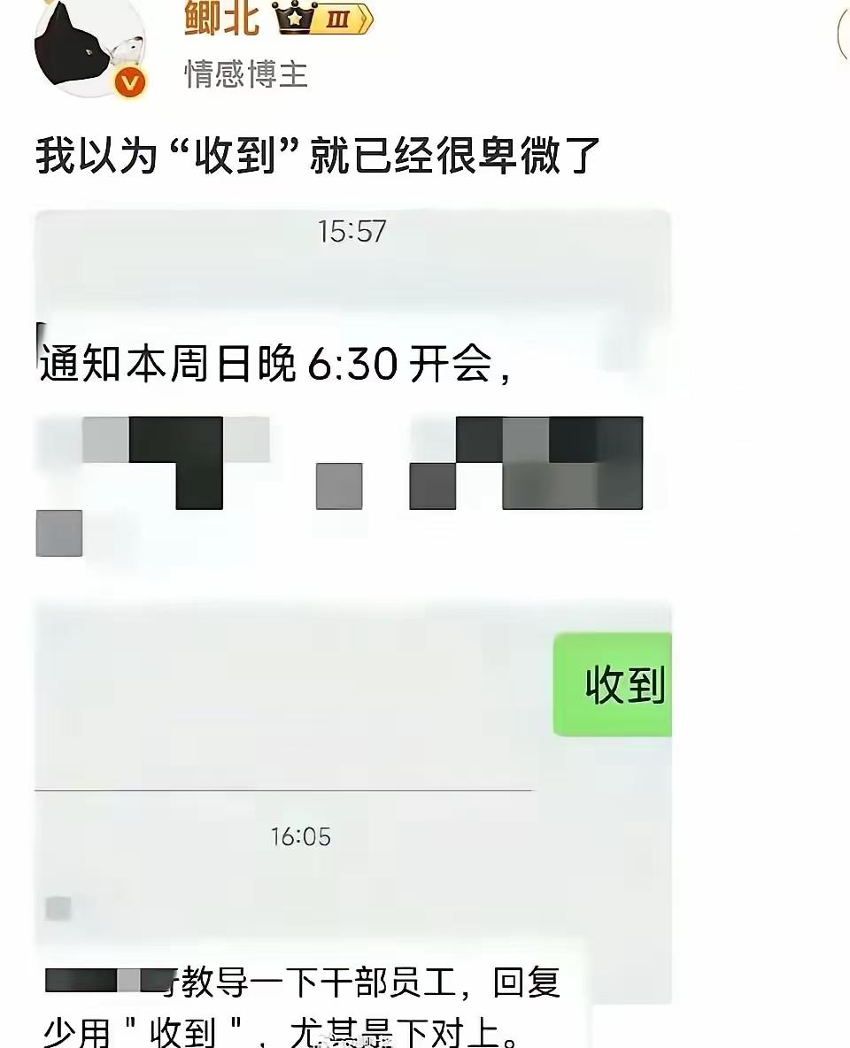 周日开会就算了，回个“收到”还得被教育？