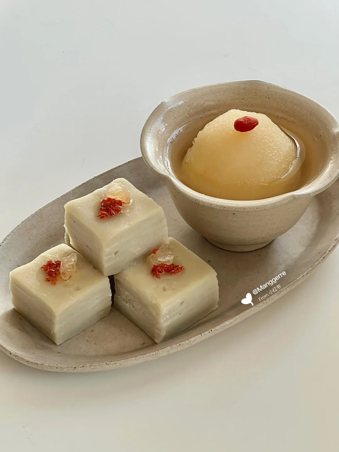 中式甜品｜小吊梨汤➕桂花藕粉糖糕🌼