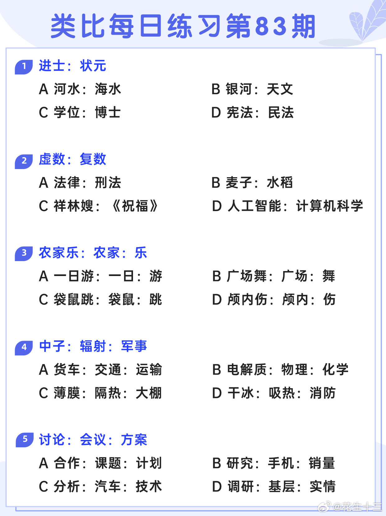 图推类比每日练习第83期图推难度：☆☆类比难度：☆☆开学元气加油站决战公考省考2
