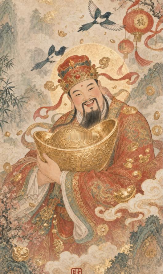 财神爷会记得每一个普通人的小心愿。见者礼赞财神，本月财通四海，财源广进！