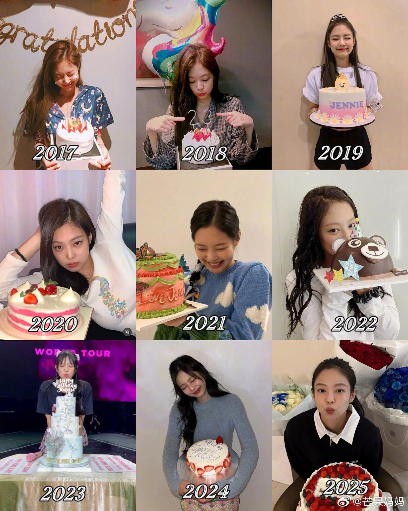 Jennie30岁庆生视频Jennie历年庆生照，美之萌之