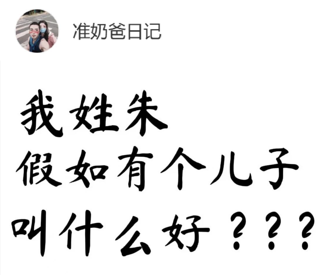 这人姓朱，假如有一个儿子的话，取个什么名比较好？