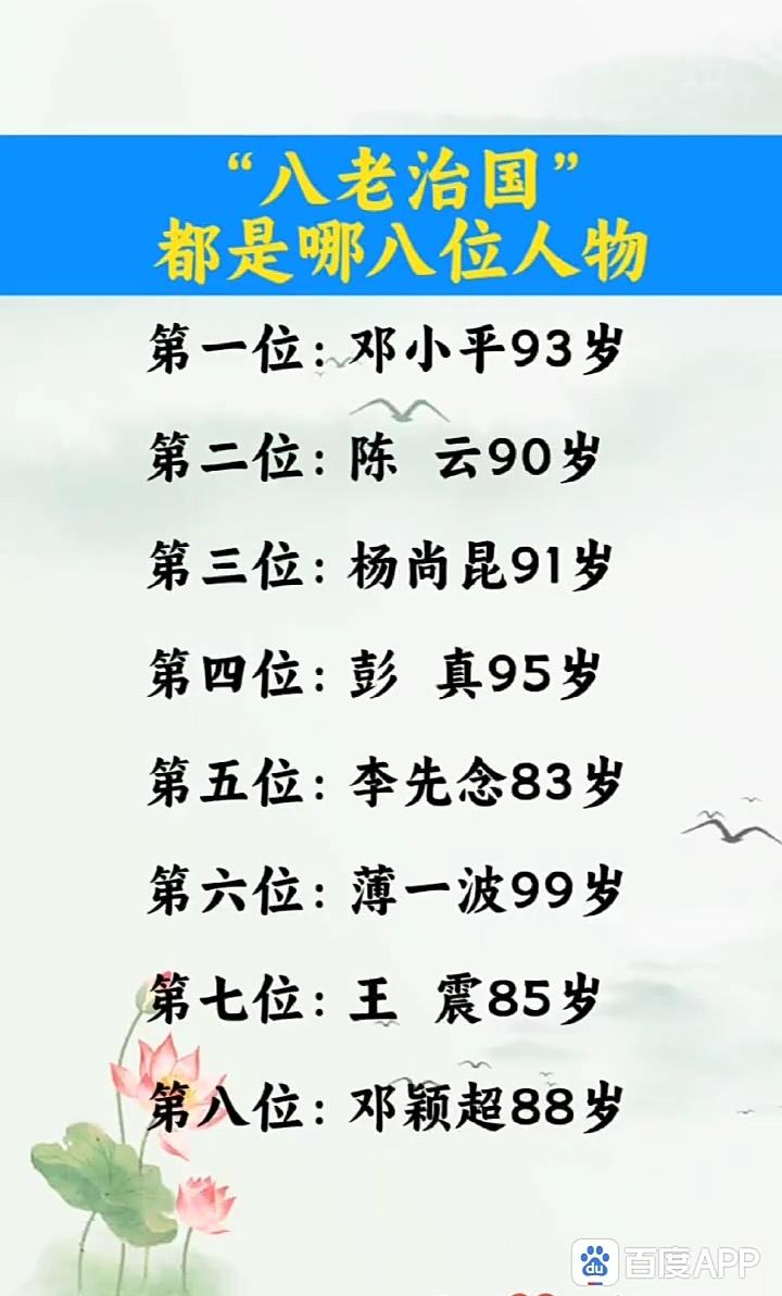 八十年代，中国政坛出现了以邓小平为首的“八老治国”局面，看看都有谁。