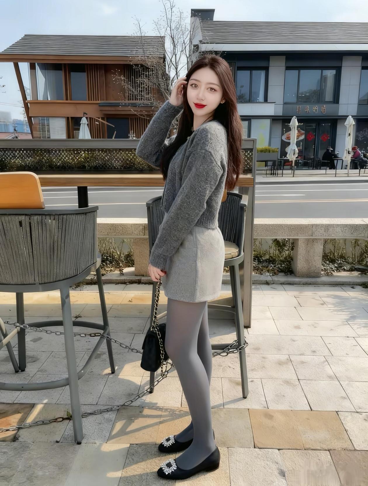 冬日暖阳下，优雅穿搭的时尚女孩🌞👗👠