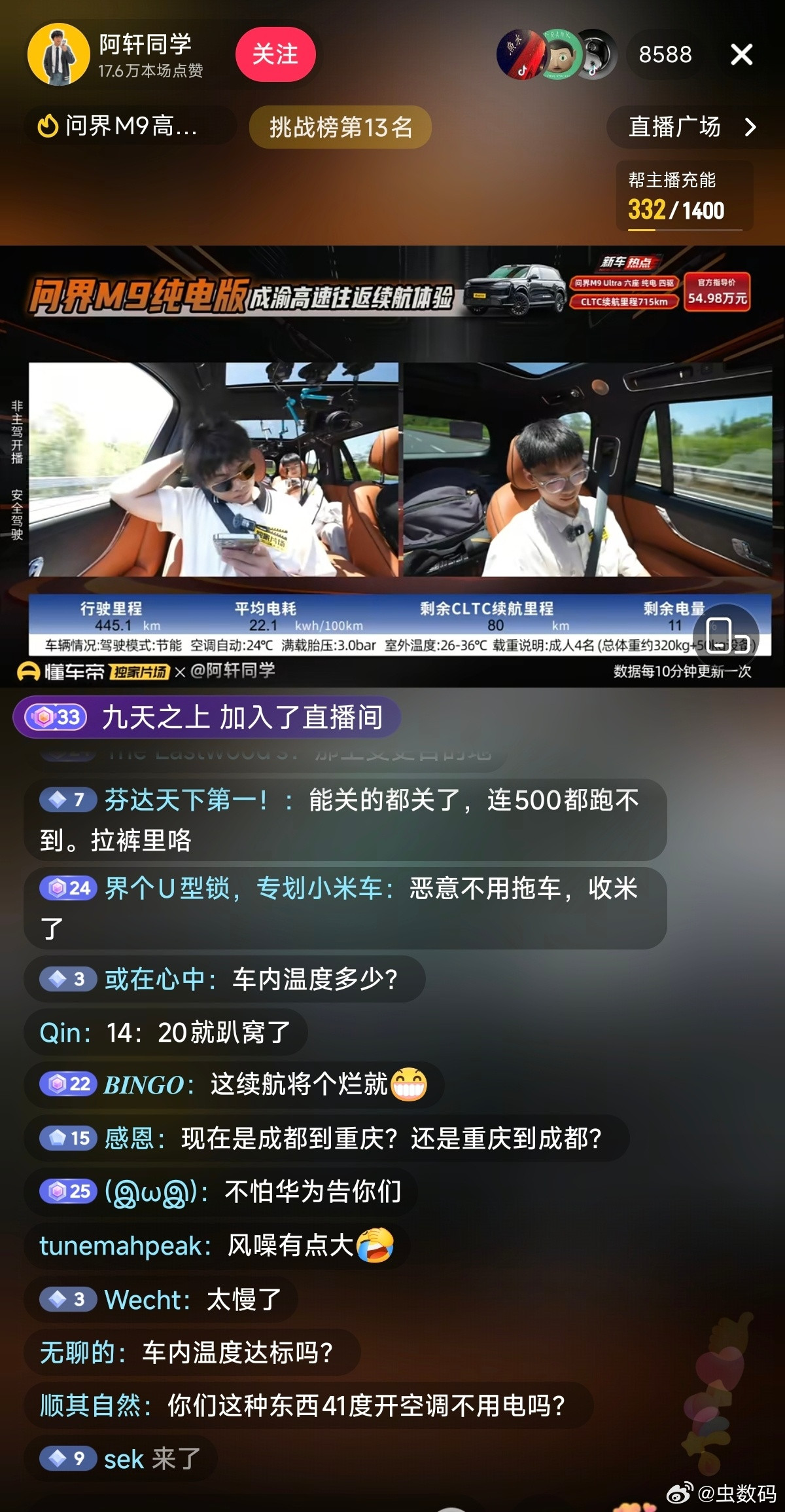 目前，成都返程了，行驶里程445.1km，平均电耗22.1，剩余CLTC