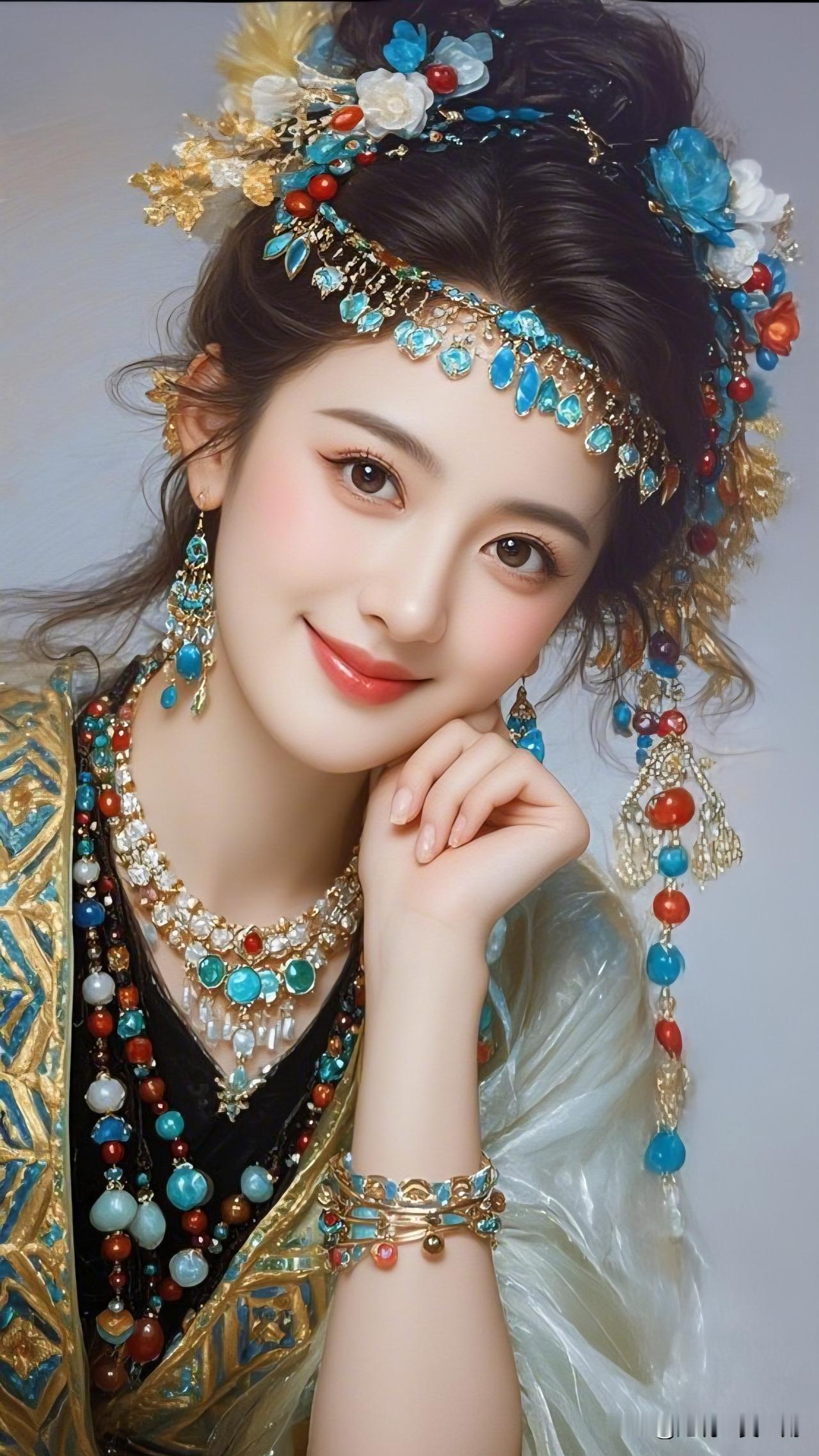 玉颜如花，笑靥如春。谁是你心中的国风美人古风美人惊艳的古典妆容，精致的珠宝配